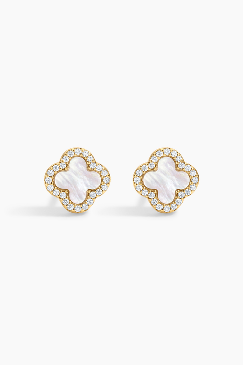 White Icon Clover Studs