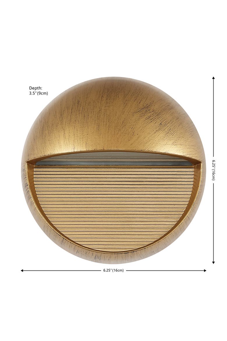 Orbe Outdoor Metal/Glass Integrated LED Wall Sconce, Alternate, color, Antique Gold