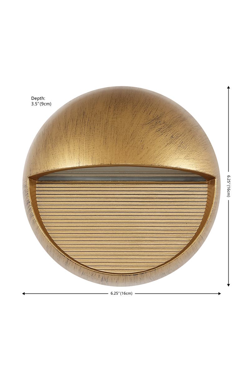 JONATHAN Y Orbe Outdoor Metal/Glass Integrated LED Wall Sconce, Alternate, color, Antique Gold