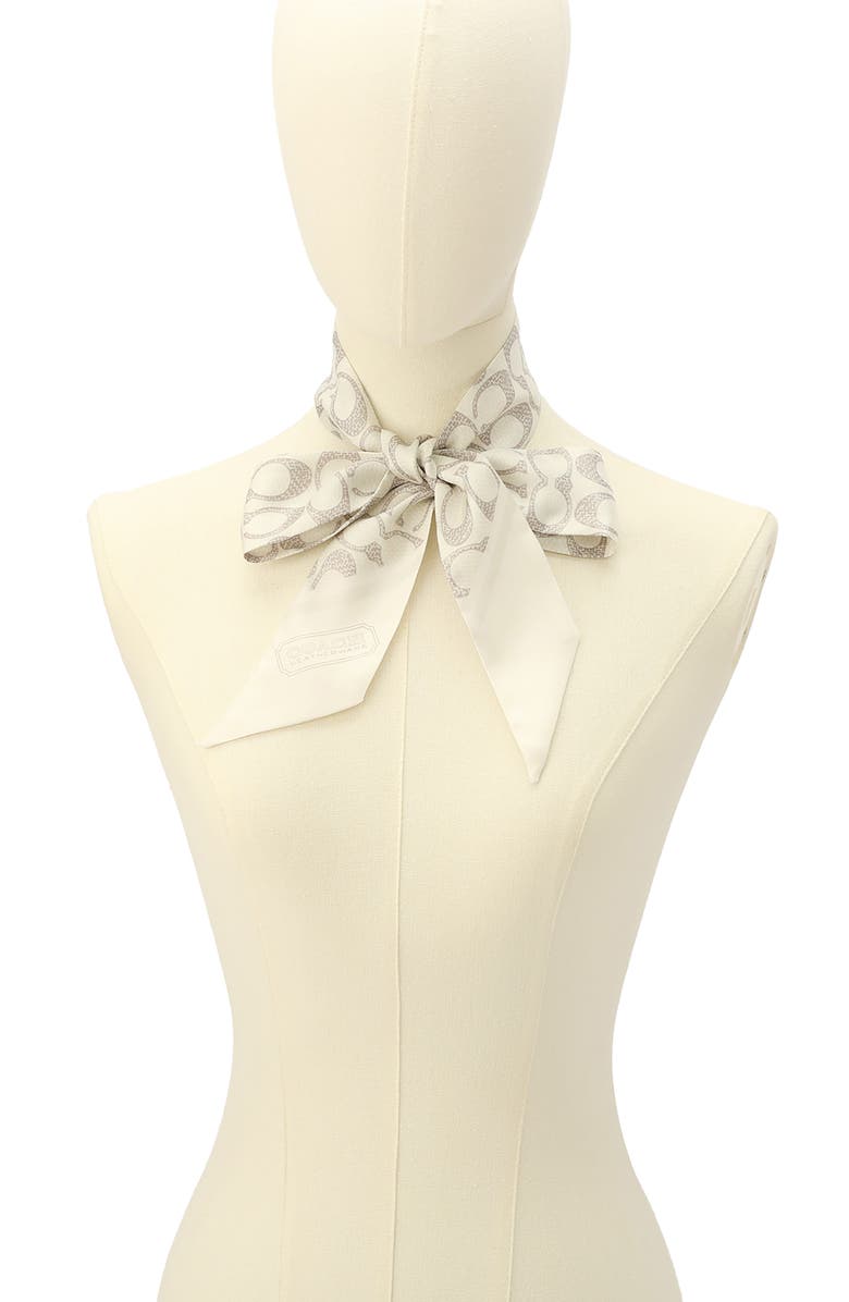 COACH Textured Signature Logo Silk Scarf, Alternate, color,