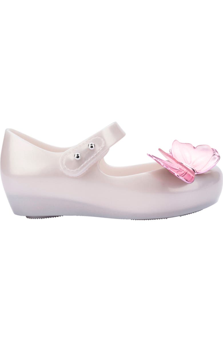 Mini Melissa Ultragirl Butterfly Mary Jane Flat, Alternate, color, Pearly White /Pink
