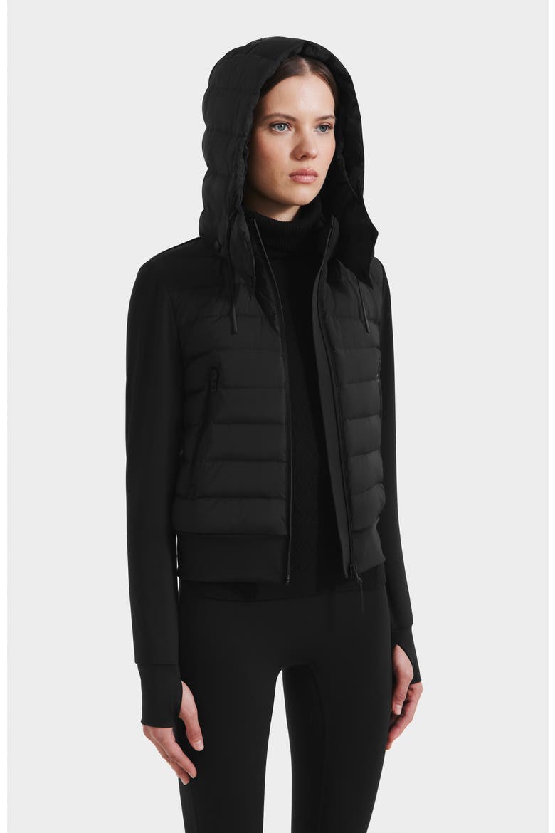 Cassa Light Down & Neoprene Crop Jacket, Alternate, color, Black