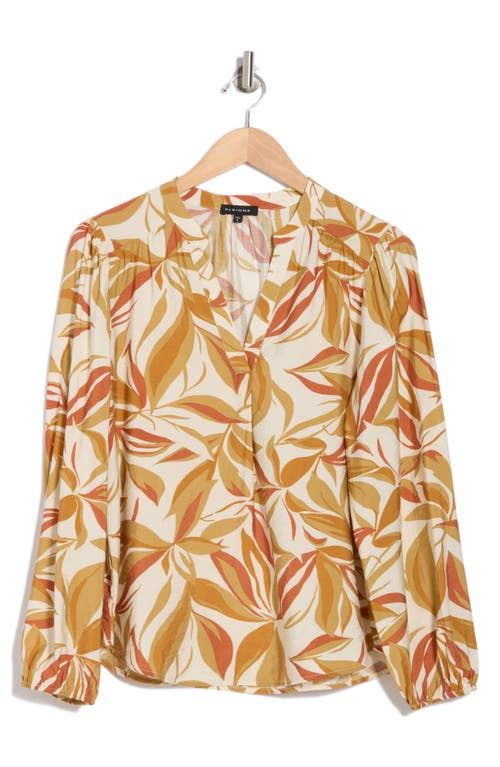 Pleione Textured Long Sleeve Top In Ecru/caramel/taupe Floral