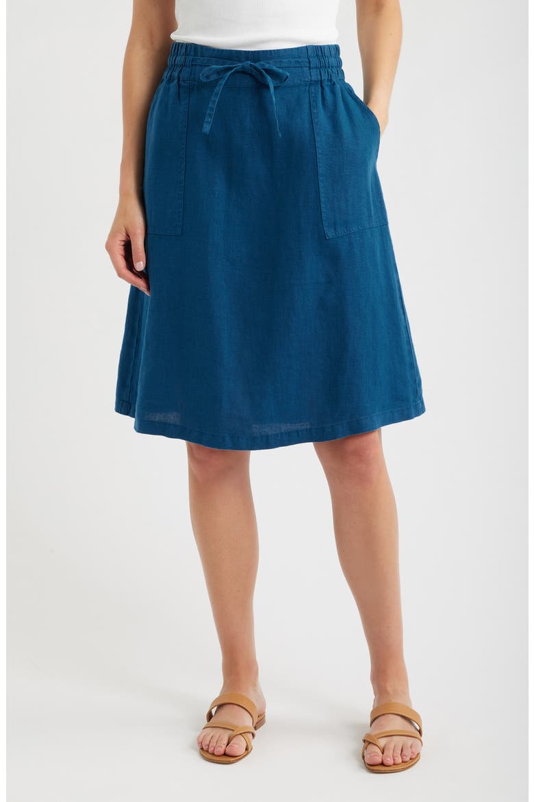 Pepper Moth Linen Skirt, Main, color, OCEAN DRIFT