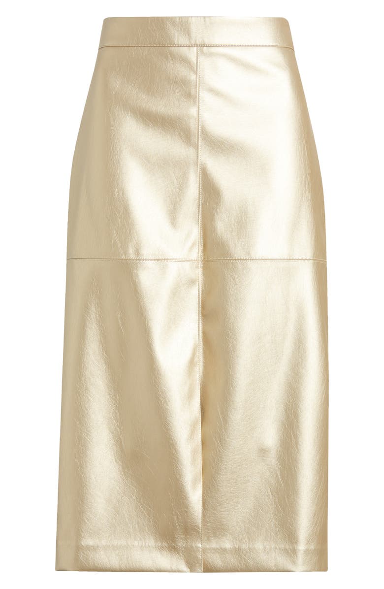 Anne Klein Metallic Faux Leather Midi Skirt, Alternate, color, 