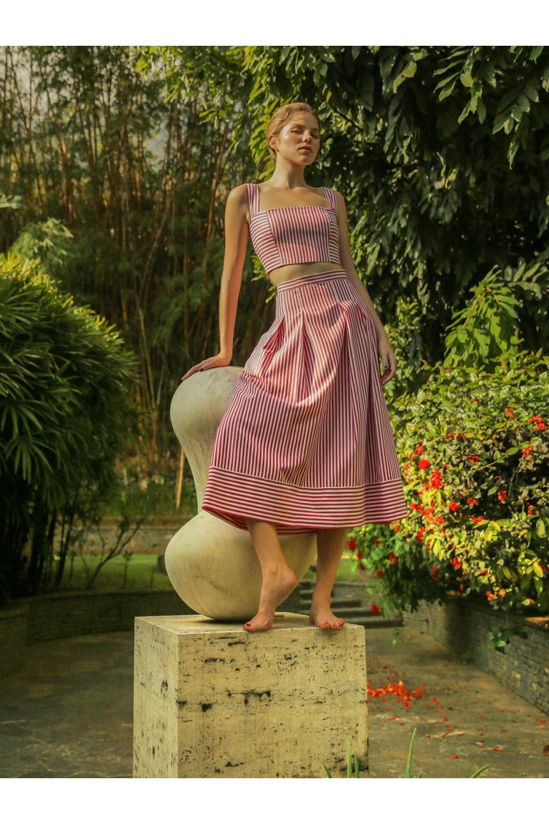 Sota Midi Skirt, Alternate, color, CANARIO BLUE PRINT