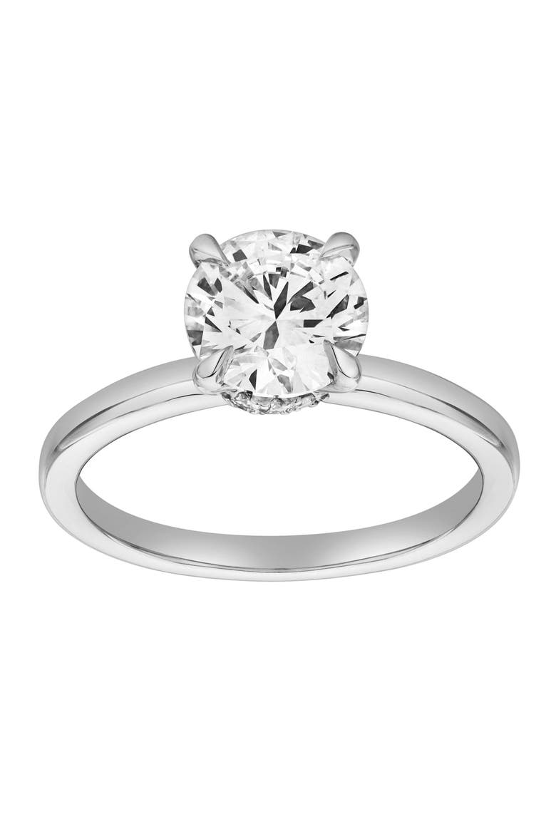 Lila 14K Gold Round Lab Grown Diamond Hidden Halo Ring - 1.5 Ct, Main, color, 14K White Gold