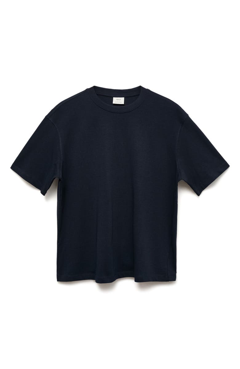 MANGO Relaxed Fit Solid Cotton T-Shirt, Alternate, color, Dark Navy