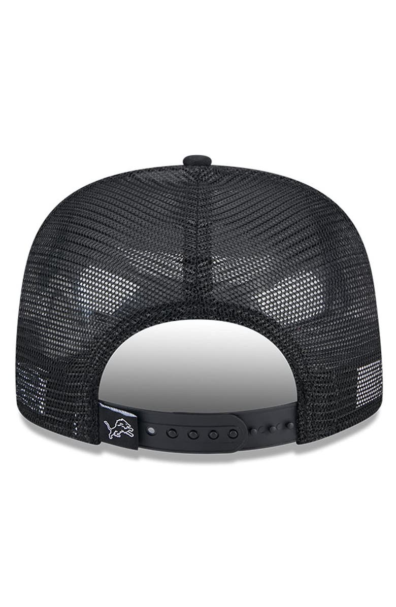 New Era Men's New Era Black Detroit Lions Check Mate 9FIFTY Trucker Snapback Hat, Alternate, color,