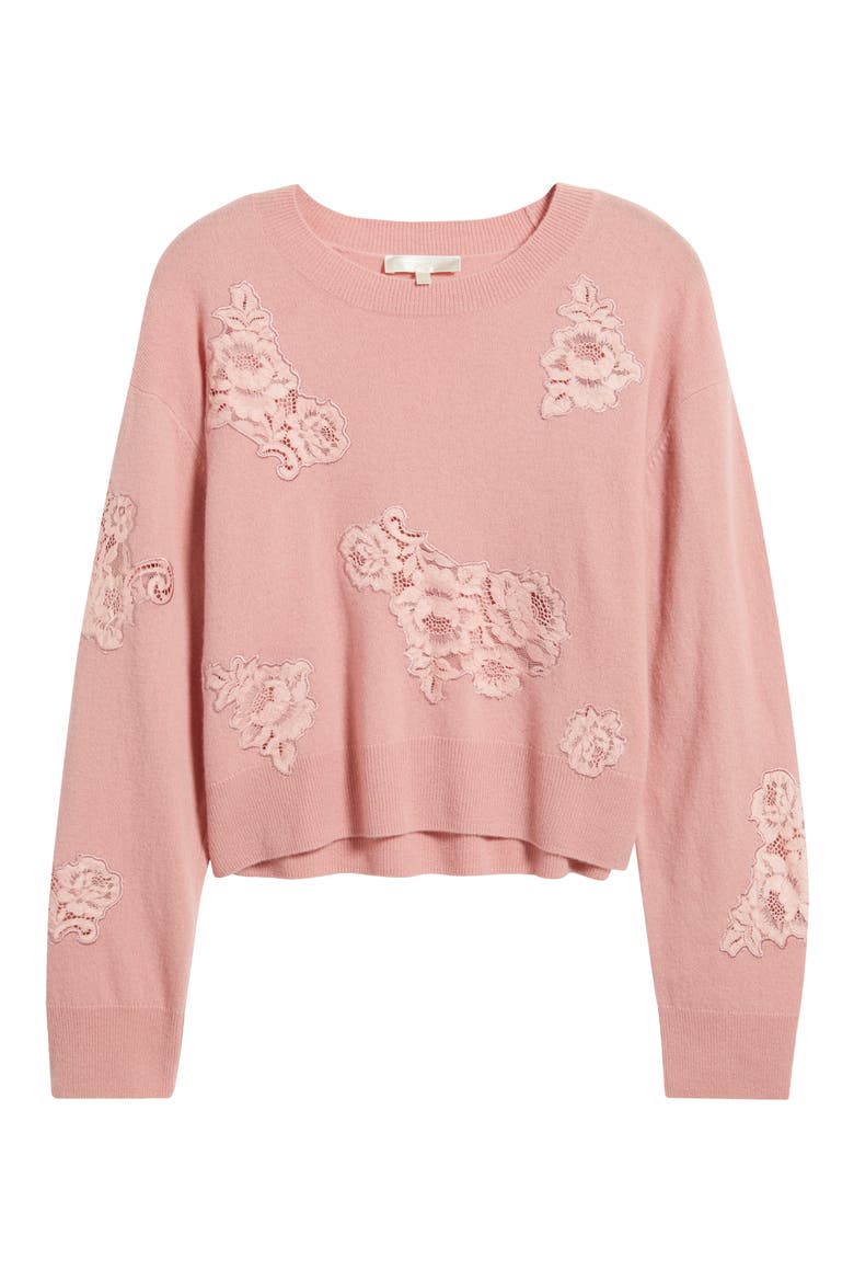 Lazuli Lace Cashmere & Wool Sweater, Alternate, color, QUARTZ