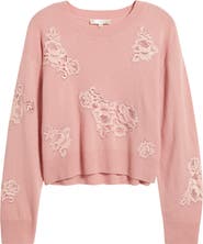 LoveShackFancy Lazuli Lace Cashmere & Wool Sweater