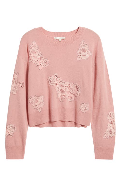 Loveshackfancy Lazuli Lace Cashmere & Wool Sweater In Pink