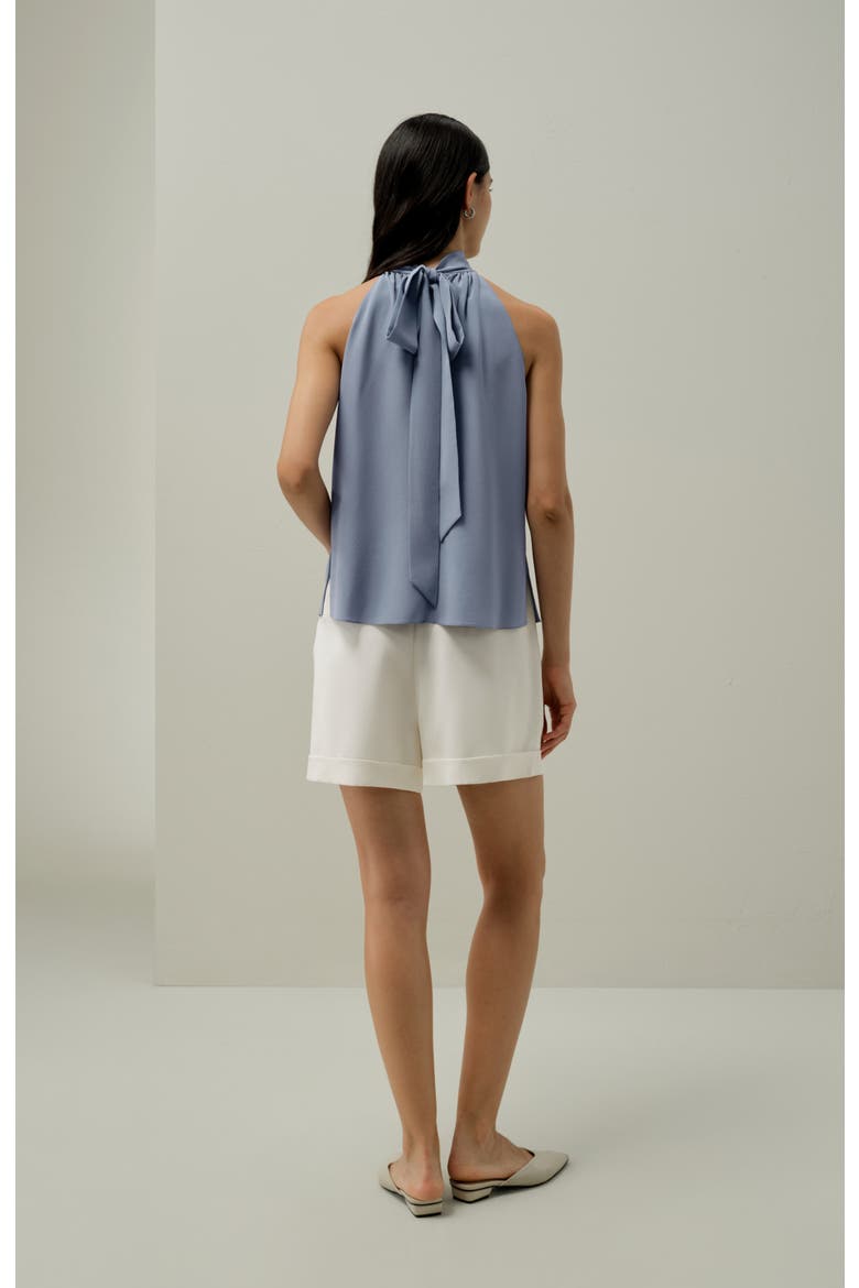 Women's Halter Neck Silk Top, Alternate, color, Crystal Blue