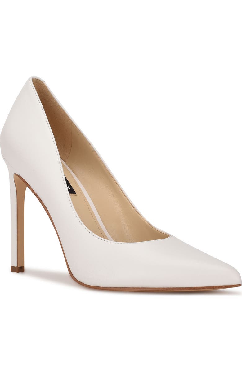 Nine West Tatiana Pointed Toe Pump, Main, color, White Leather