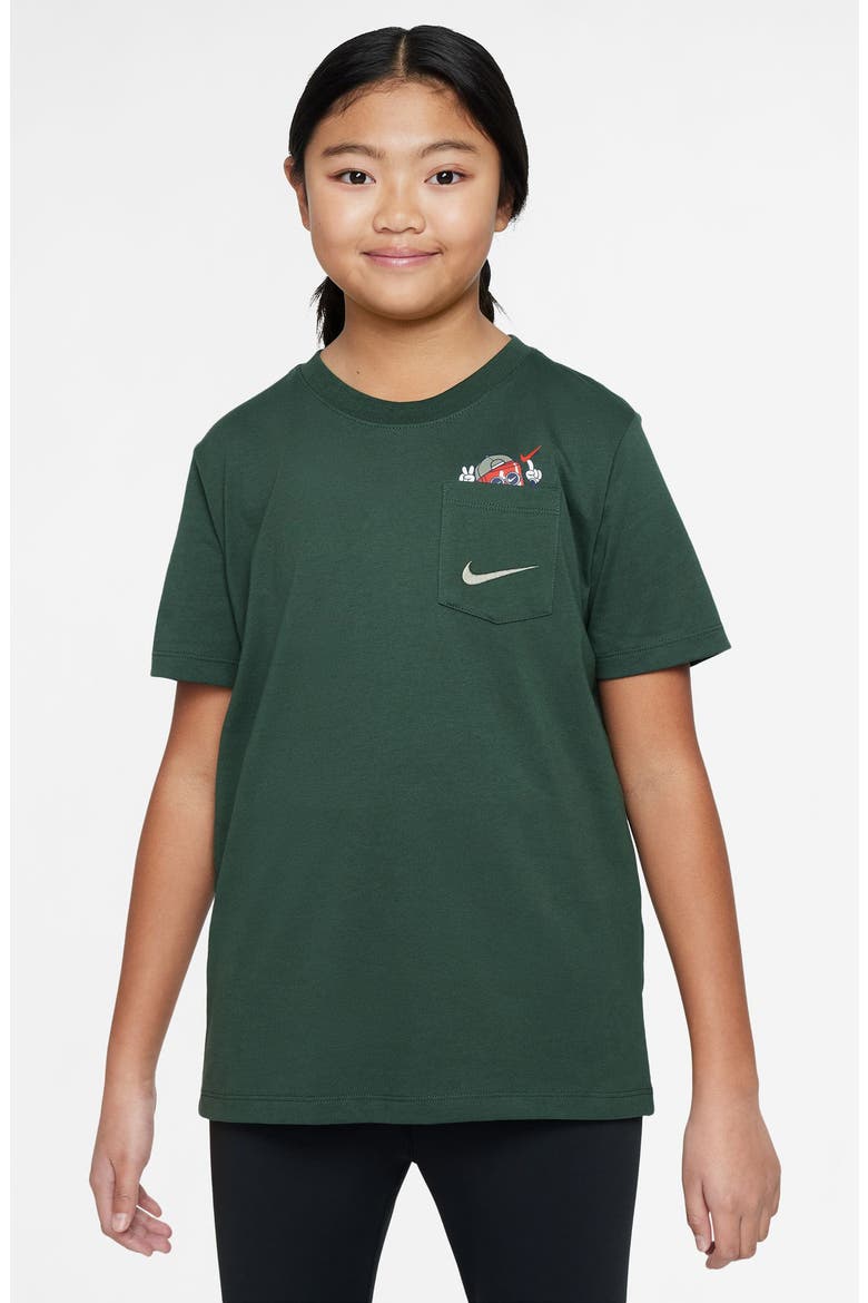 Kids' Boxy Pocket Graphic T-Shirt, Main, color, FIR