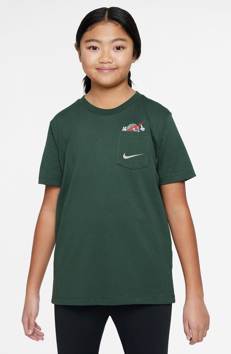 Nike Kids' Boxy Pocket Graphic T-Shirt, Main, color, Fir