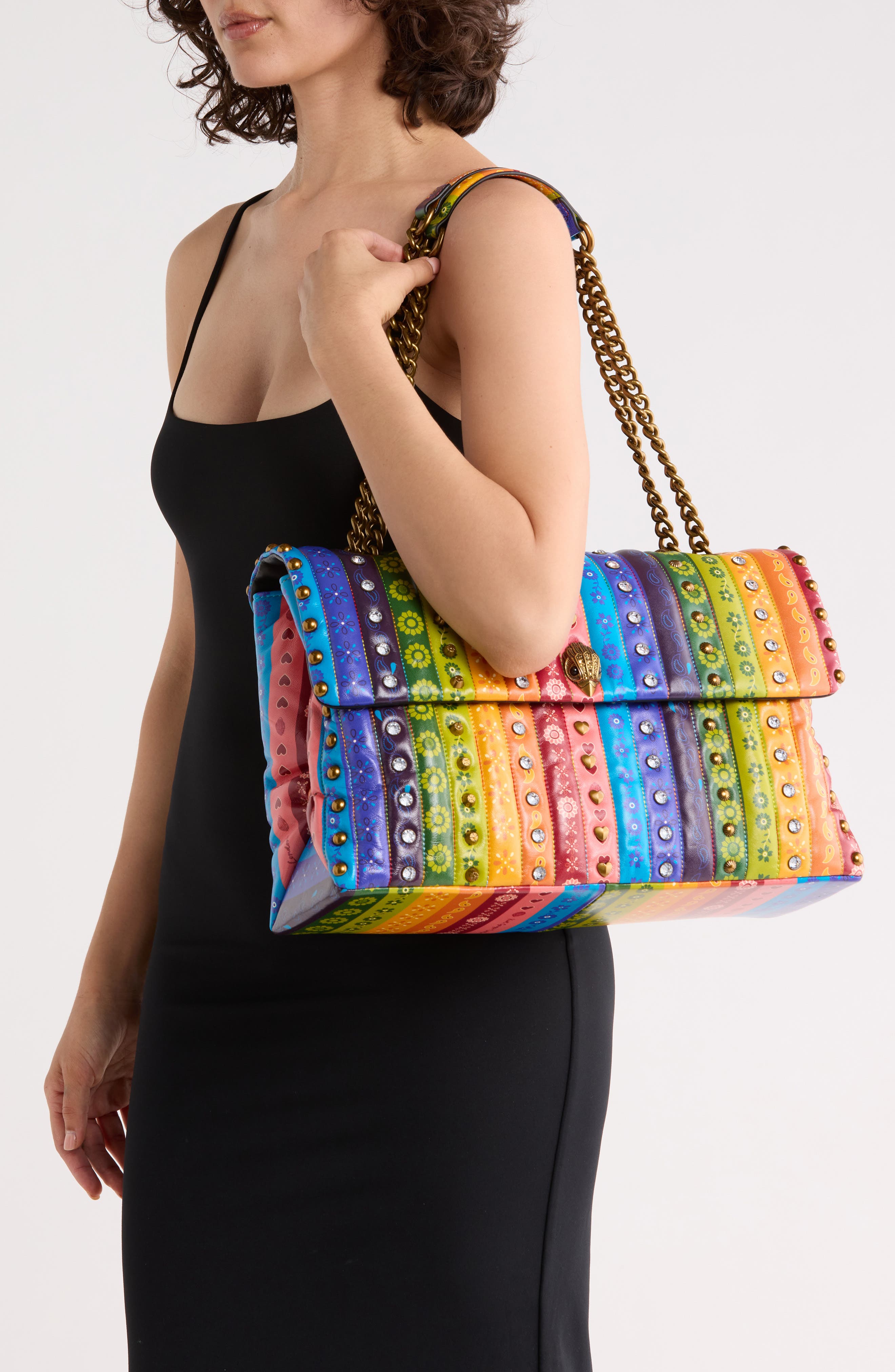 Kurt Geiger London Kensington XXL Leather Shoulder Bag, Alternate, color, Pink Multi/ Other