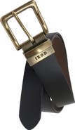 IZOD Mens Reversible Cut Edge Leather Belt