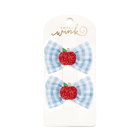 Apple Gingham Tulle Bow Clip Set (Toddler & Little Kid)