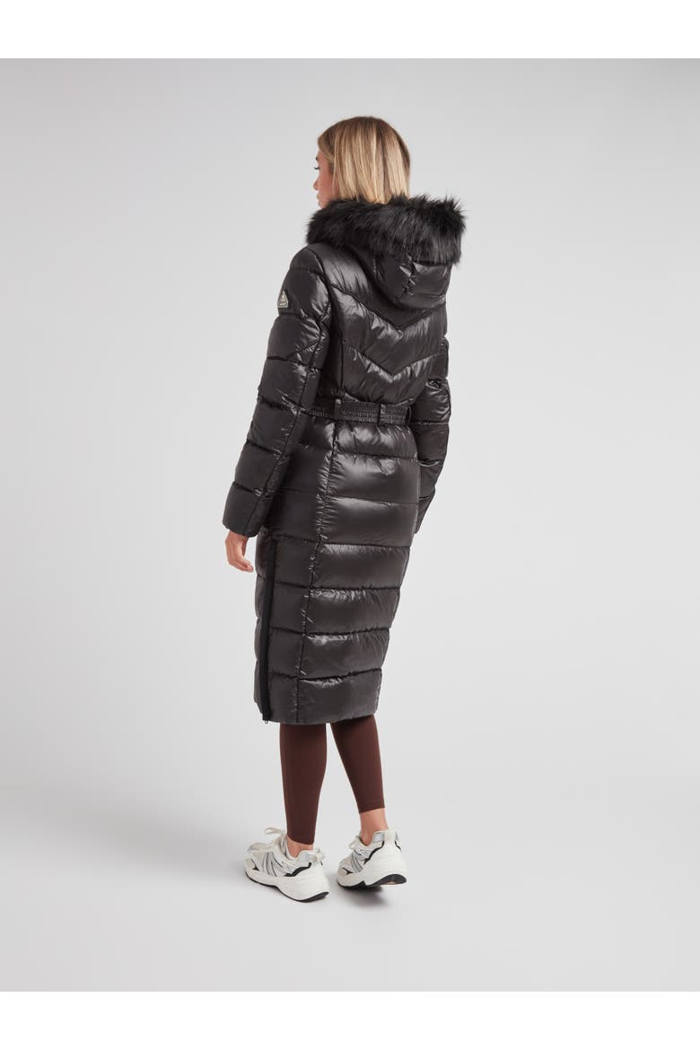 Diamond Belted Extra Long Down Coat, Alternate, color, BLACK/BLACK