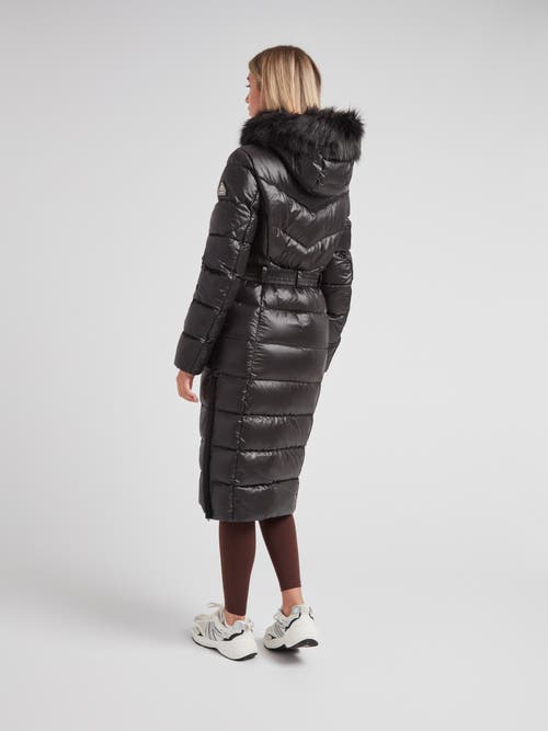 Jack1t Diamond Belted Extra Long Down Coat In Black
