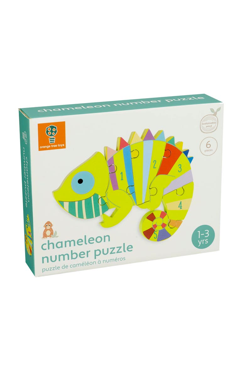 ORANGE TREE TOYS Puzzle Chameleon Number, 6 Piece Wooden Puzzle, Kids Ages 1+, Alternate, color, Multicolored