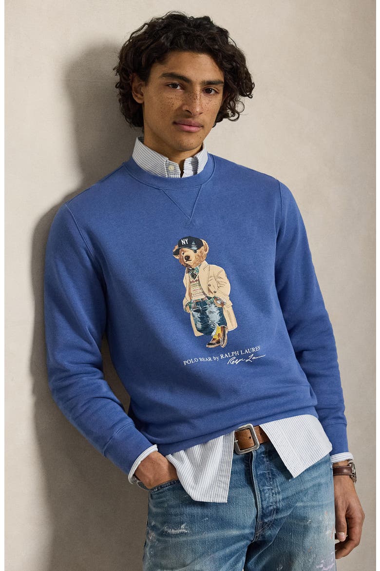 Polo Bear Fleece Crewneck Sweatshirt, Alternate, color, BLUE