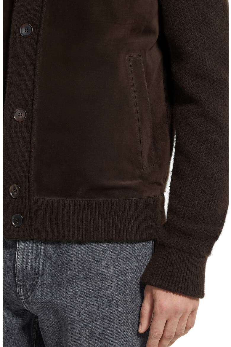 Oasi Cashmere Cardigan, Alternate, color, DARK BROWN MELANGE
