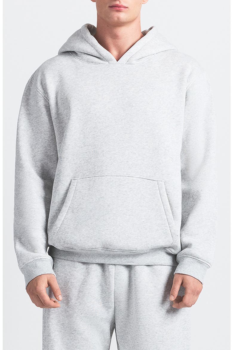 Fleece Lounge Relaxed Hoodie, Main, color, LIGHT HEATHER GREY