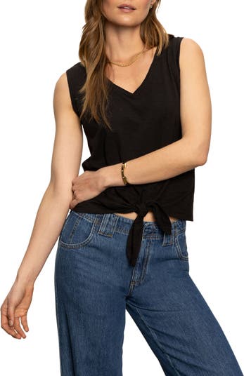 Sanctuary V-Neck Tie Hem Slub Tank | Nordstrom