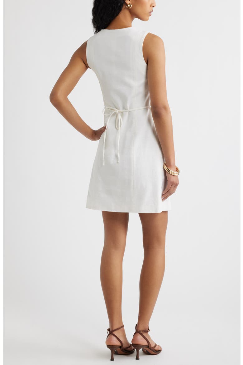 linen sheath dress Hope & Henry Women's Sleeveless The dress has a simple Scalloped-Edge Linen Dress | Garnet