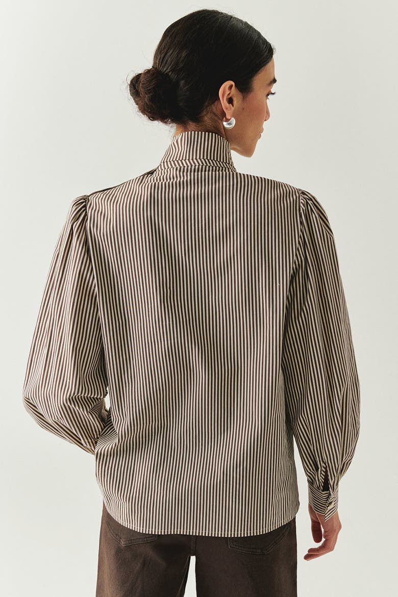 Indigo Cotton Blouse, Alternate, color, BROWN-BONE