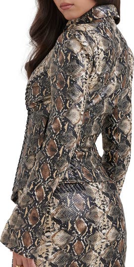 Vani Snakeskin Print Faux Leather Jacket