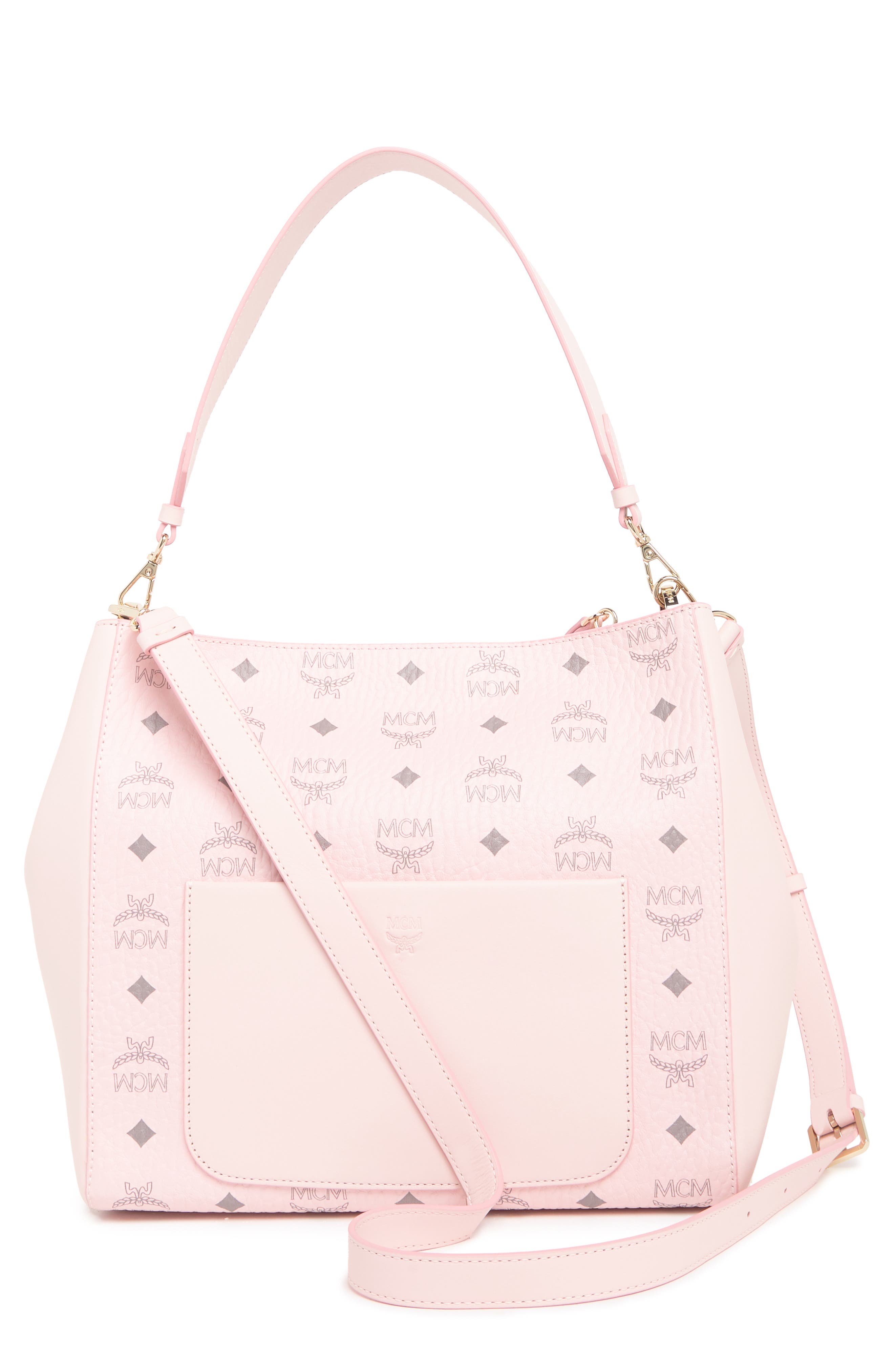 MCM Medium Aren VI Leather Hobo Bag, Alternate, color, 