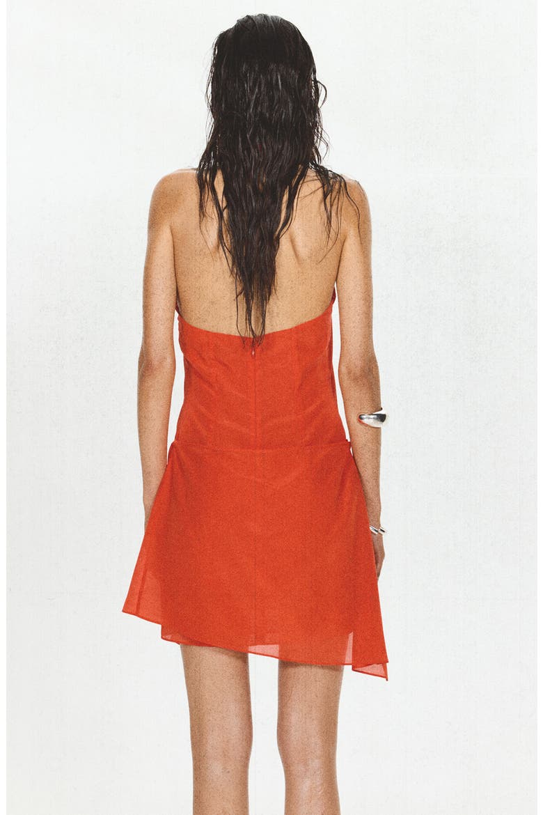 Silk Overlay Halter Minidress, Alternate, color, RED