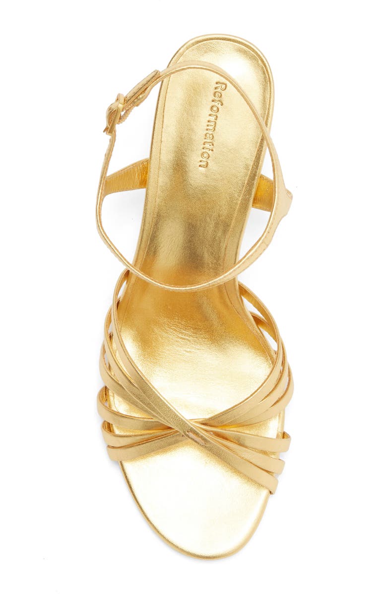 Reformation Paloma Ankle Strap Sandal, Alternate, color, Vintage Gold
