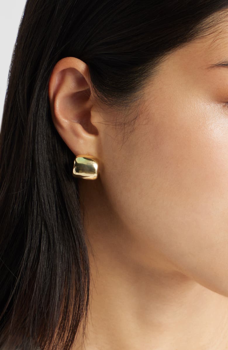 Nordstrom Demi Fine Wide Huggie Hoop Earrings, Alternate, color, 14K Gold Plated