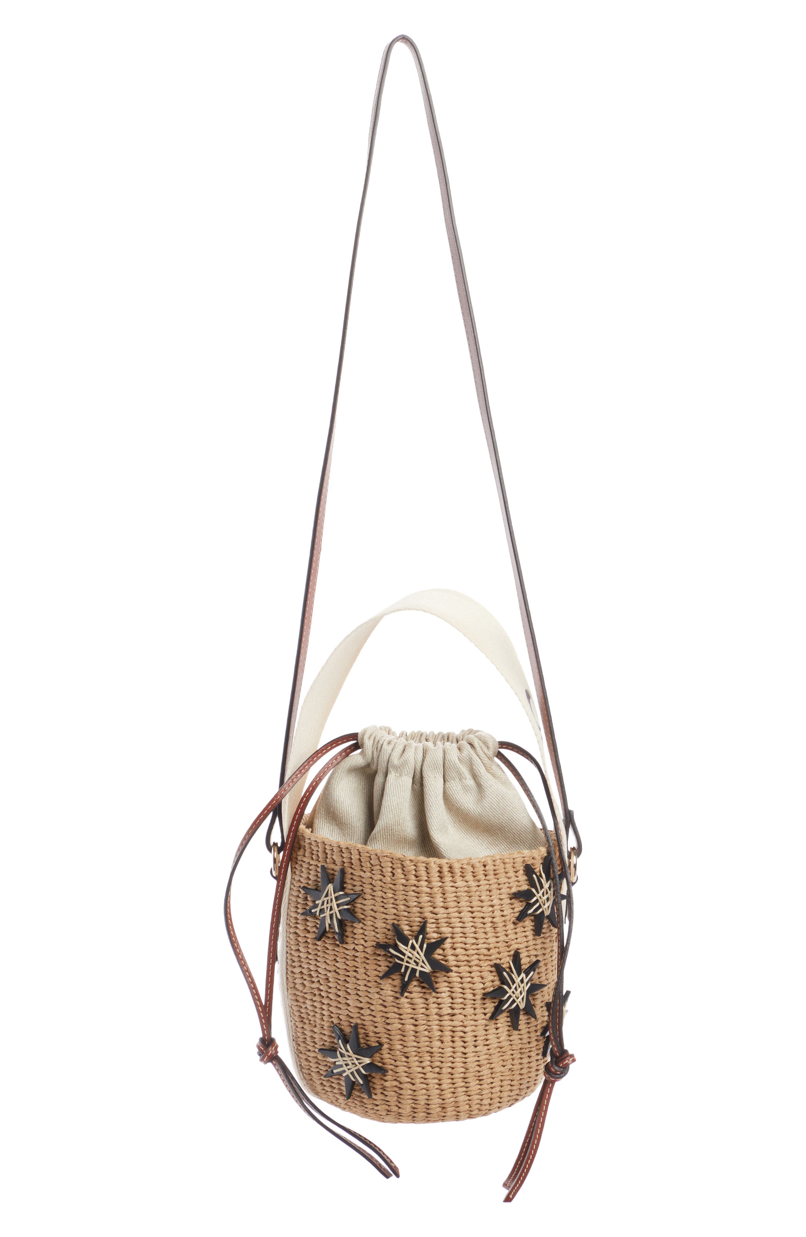 Chloé x Mifuko Small Woody Leather Stars Basket Bag, Main, color, 27S Sepia Brown