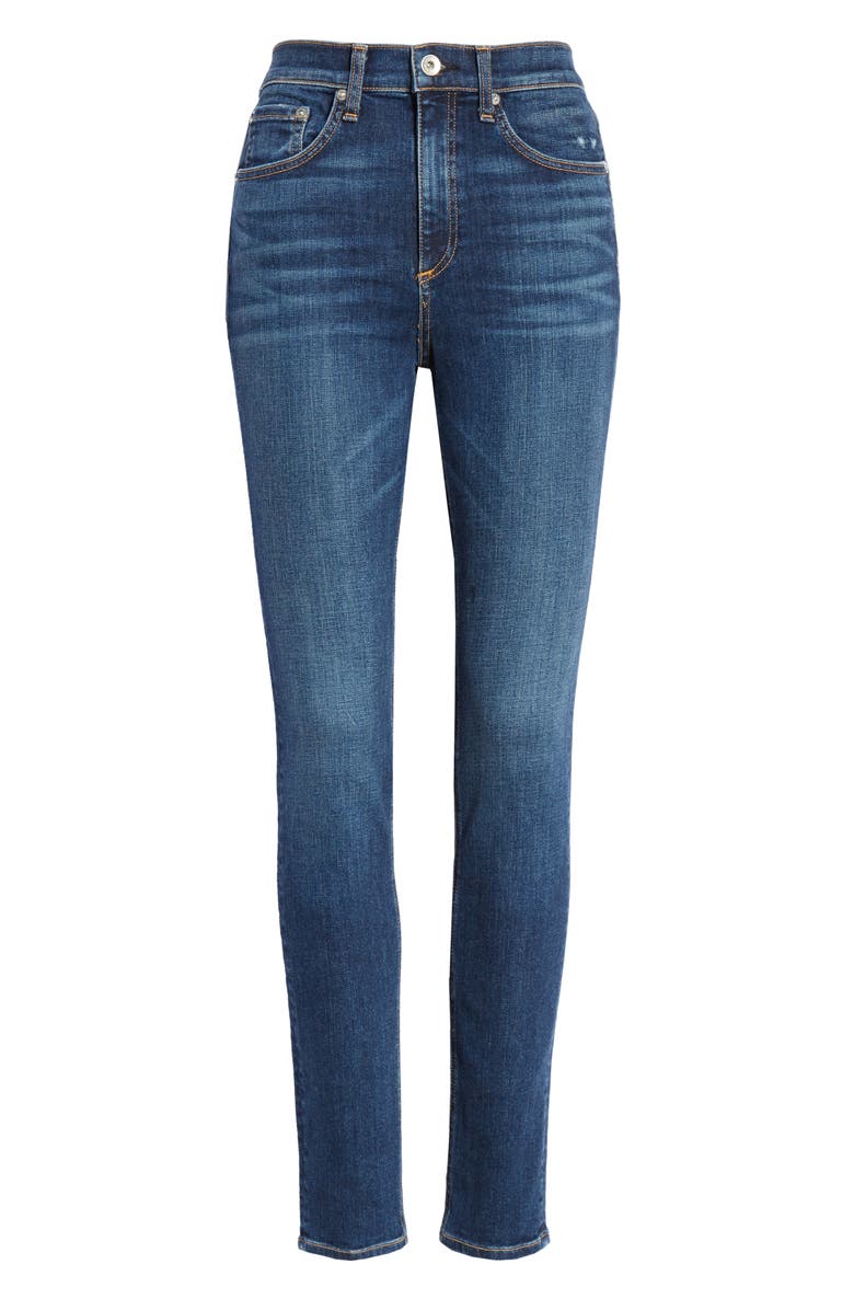 rag & bone Ripped High Waist Skinny Jeans, Alternate, color,