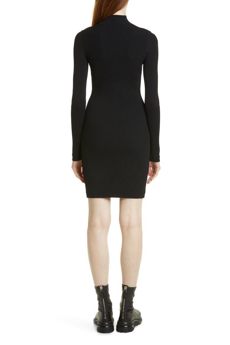 Cutout Long Sleeve Mock Neck Rib Dress, Alternate, color, BLACK