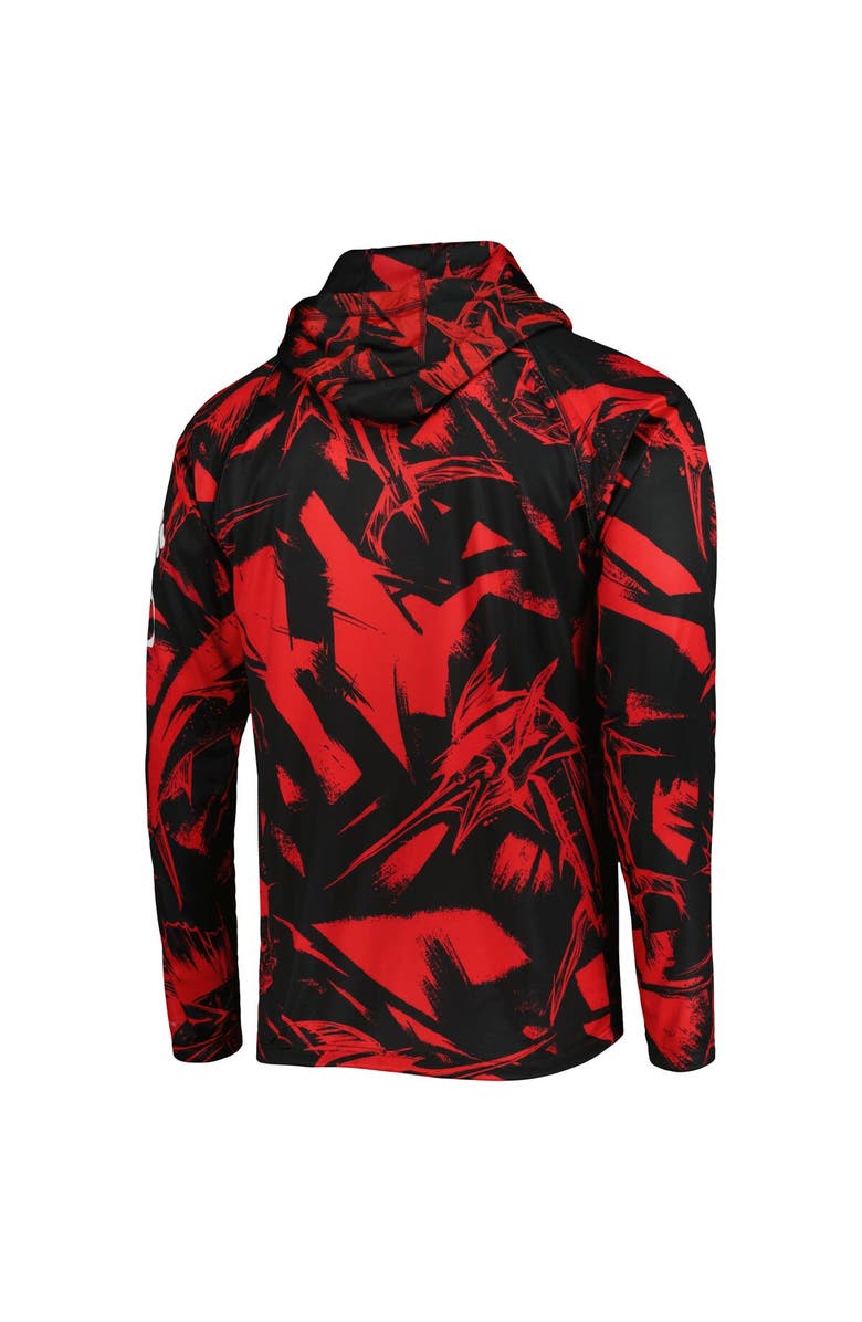 Columbia Men's Columbia Black/Red Georgia Bulldogs Super Terminal Tackle Omni-Shade Raglan Long Sleeve Hoodie T-Shirt, Alternate, color,