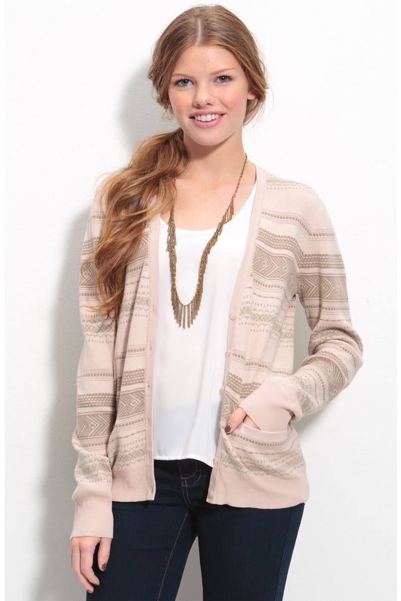 Rubbish Fair Isle Striped Cotton Cardigan, Main, color, TINY SWEATER ROSE- MEMOIR