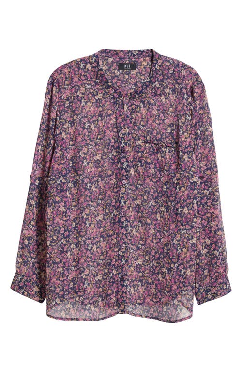 Kut From The Kloth Jasmine Roll Sleeve Top In Purple