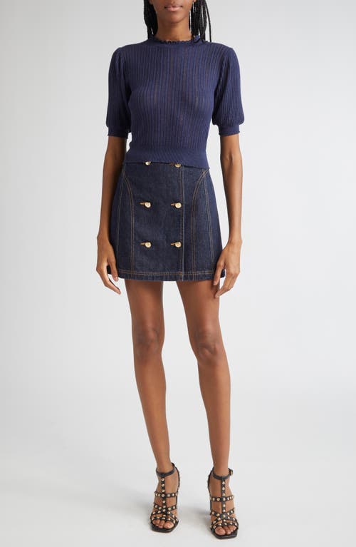 Ulla Johnson Gemma Short Sleeve Knit Top In Blue In Blue
