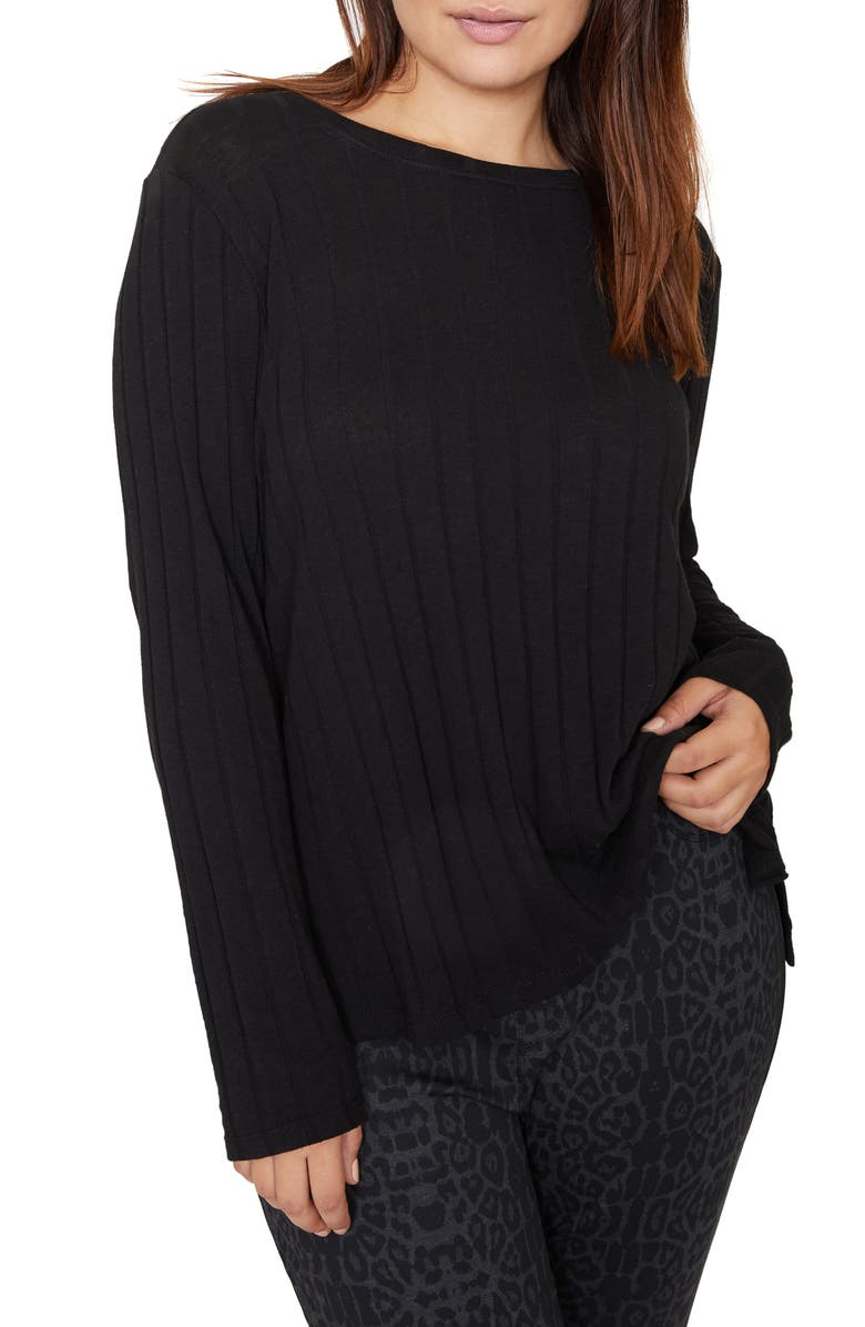 Sanctuary Aimee Wide Ribbed Long Sleeve Cotton Blend Top, Main, color, 