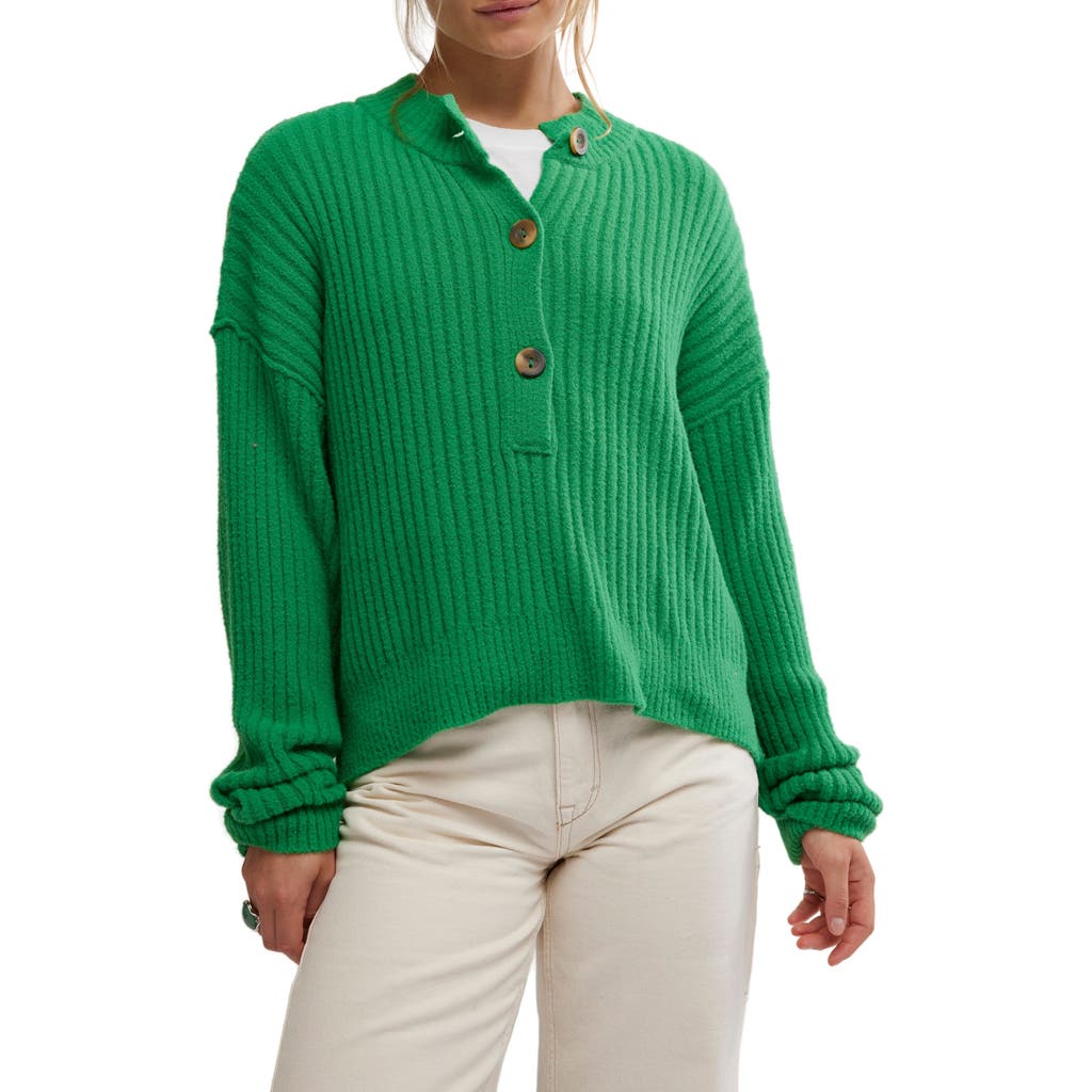 Free People Cocoa Rib Henley Sweater in Rolling Hills