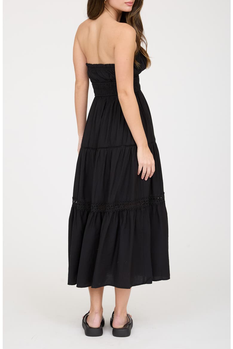 Strapless Midi Dress, Alternate, color, BLACK