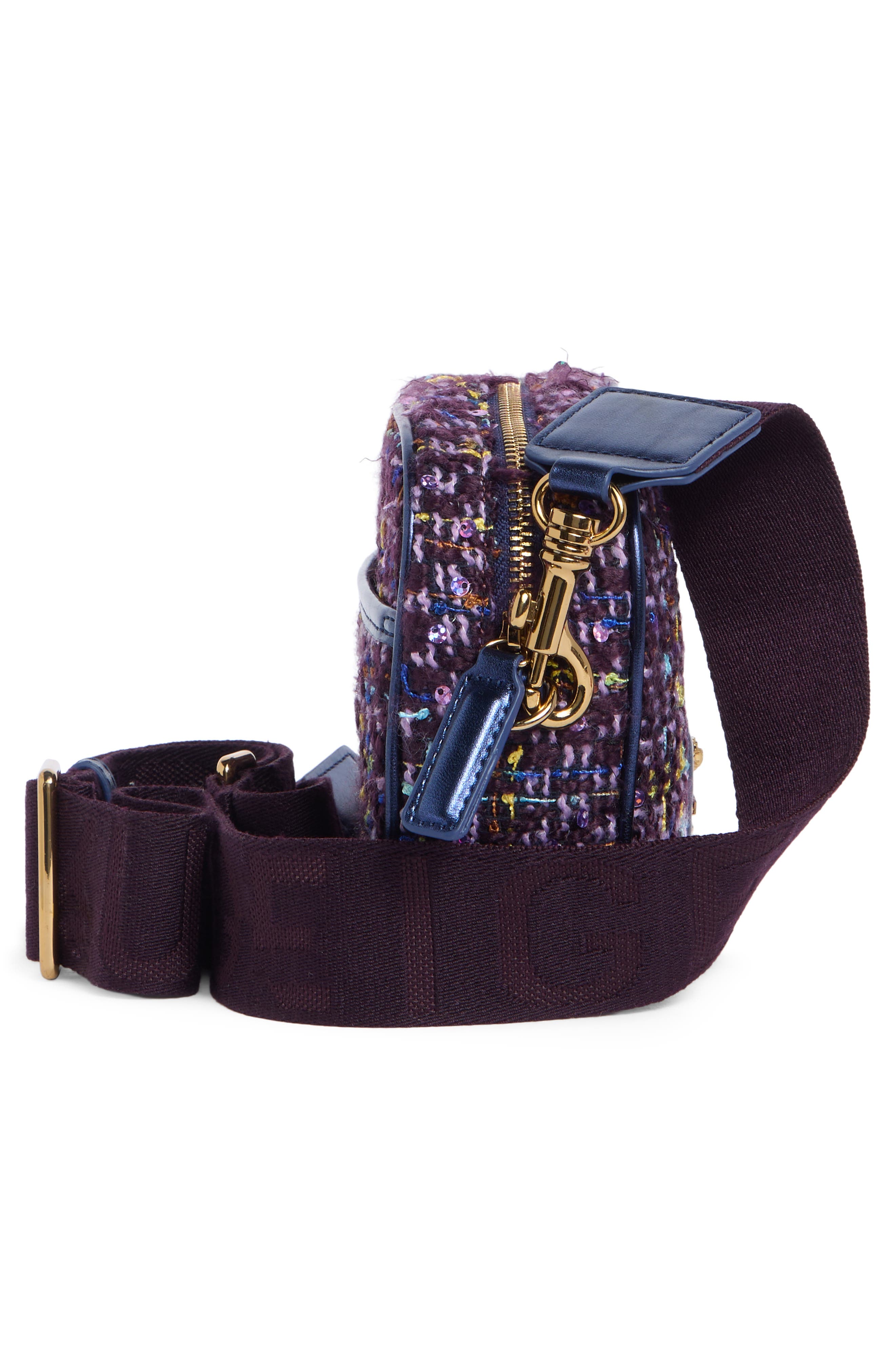 Chiswick Sequin Tweed Camera Bag, Alternate, color, PURPLE