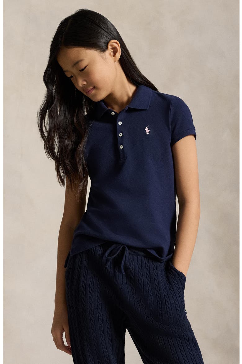 Kids' Stretch Cotton Mesh Polo, Alternate, color, REFINED NAVY