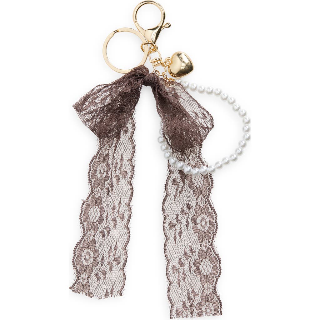 Bp. Bow Faux Pearl Bag Charm In Gray